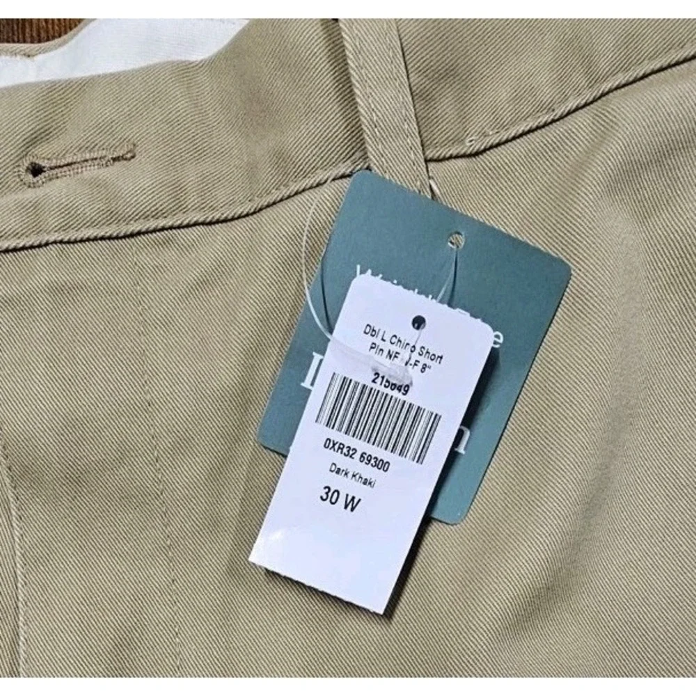 LL Bean Dbl L Chino Shorts Men's Khaki Outdoor Wrinkle Free Comfort Sz 30x8 NWT